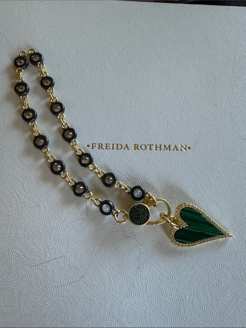 Freida Rothman Green Heart Pendant Bracelet